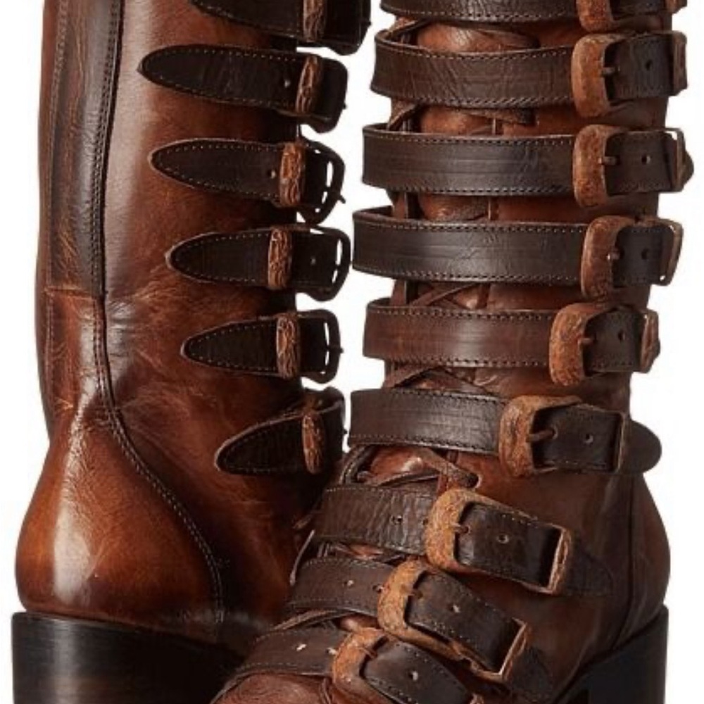 Women's Brown Leather Strap Boots